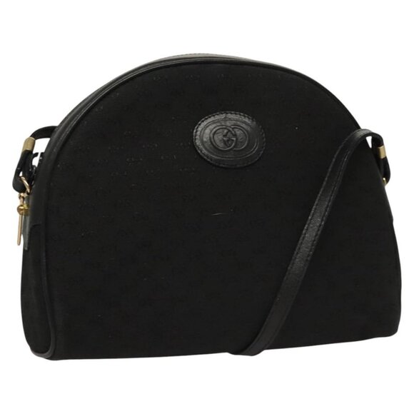 GUCCI Micro GG Canvas Shoulder Bag Black Gold Auth ep8207 - Picture 1 of 16
